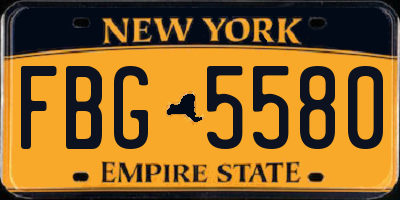 NY license plate FBG5580