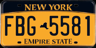 NY license plate FBG5581