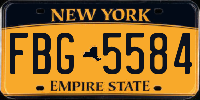 NY license plate FBG5584