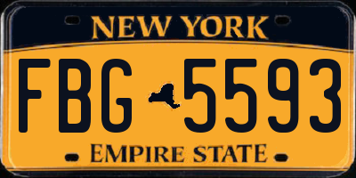 NY license plate FBG5593