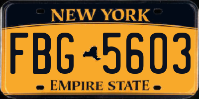 NY license plate FBG5603