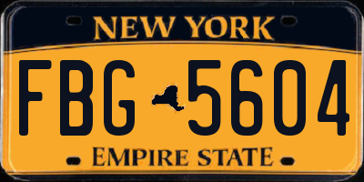 NY license plate FBG5604