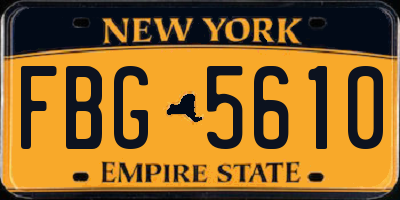 NY license plate FBG5610