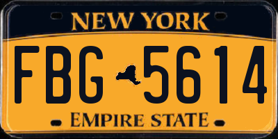 NY license plate FBG5614