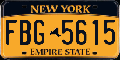 NY license plate FBG5615