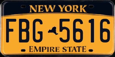 NY license plate FBG5616