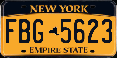 NY license plate FBG5623
