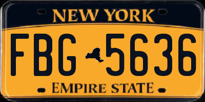 NY license plate FBG5636