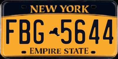 NY license plate FBG5644