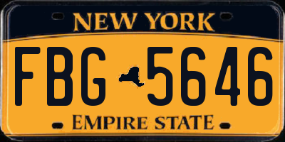 NY license plate FBG5646