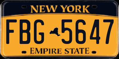NY license plate FBG5647