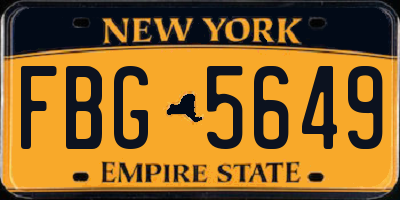 NY license plate FBG5649