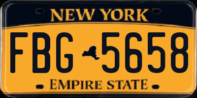 NY license plate FBG5658