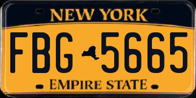NY license plate FBG5665