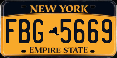 NY license plate FBG5669