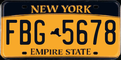 NY license plate FBG5678