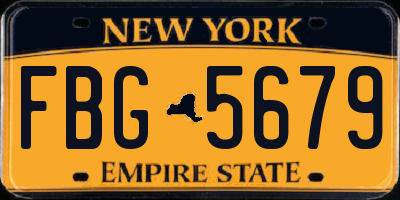 NY license plate FBG5679