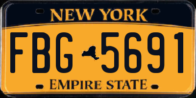NY license plate FBG5691