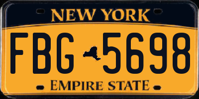 NY license plate FBG5698