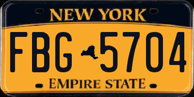 NY license plate FBG5704