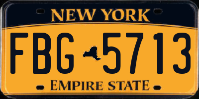 NY license plate FBG5713