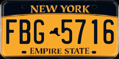 NY license plate FBG5716