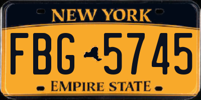 NY license plate FBG5745