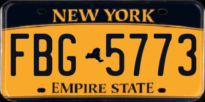 NY license plate FBG5773