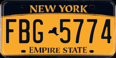 NY license plate FBG5774
