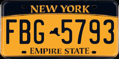 NY license plate FBG5793