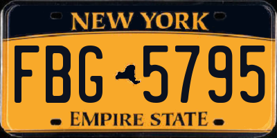 NY license plate FBG5795