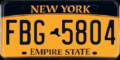 NY license plate FBG5804