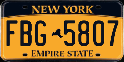 NY license plate FBG5807
