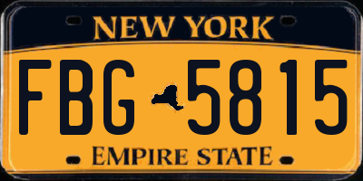NY license plate FBG5815