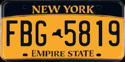 NY license plate FBG5819
