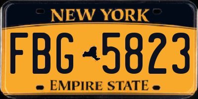 NY license plate FBG5823