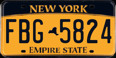 NY license plate FBG5824