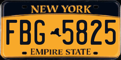 NY license plate FBG5825