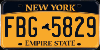 NY license plate FBG5829