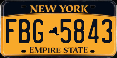NY license plate FBG5843