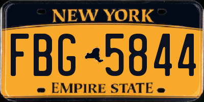NY license plate FBG5844
