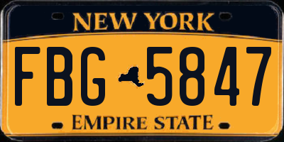 NY license plate FBG5847