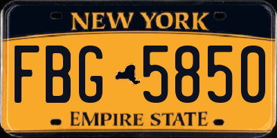 NY license plate FBG5850