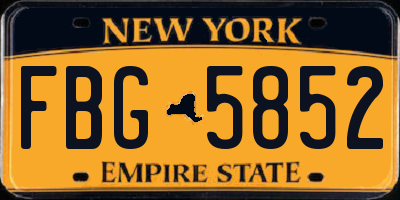 NY license plate FBG5852