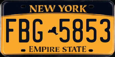 NY license plate FBG5853