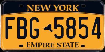 NY license plate FBG5854