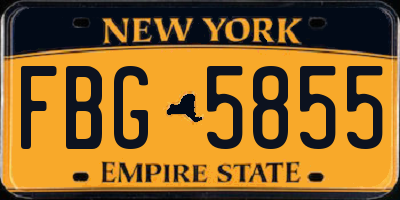 NY license plate FBG5855