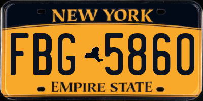 NY license plate FBG5860