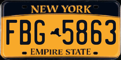 NY license plate FBG5863