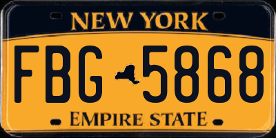 NY license plate FBG5868